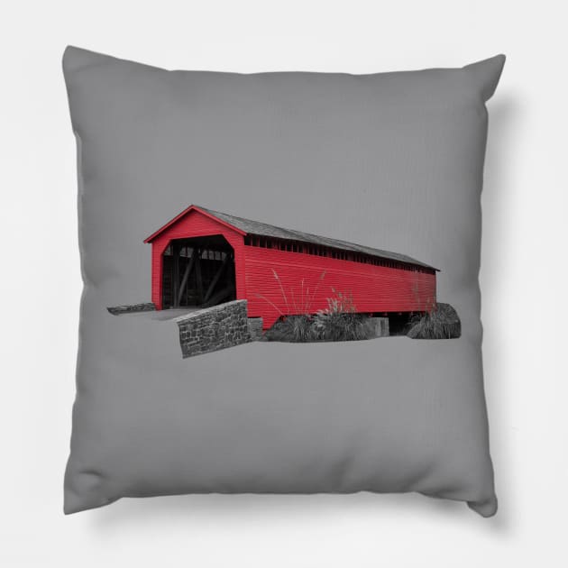 Utica Mills Bridge Maryland Pillow by Enzwell