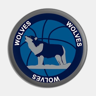 Wolf with ball to play basketball Pin