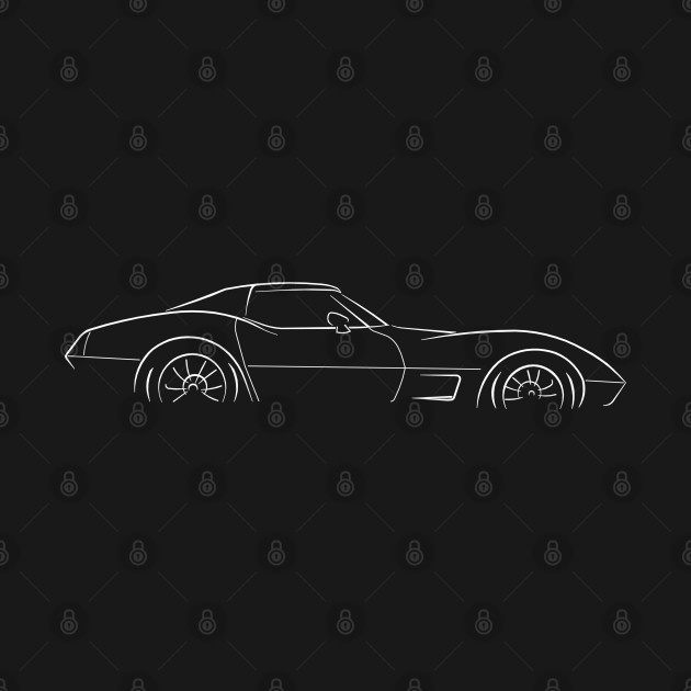 front/profile Chevy Corvette C3 - stencil, white by mal_photography