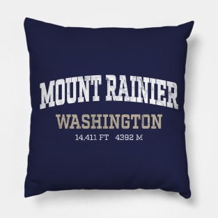 Mount Rainier Washington 14er White Vintage Arch Pillow