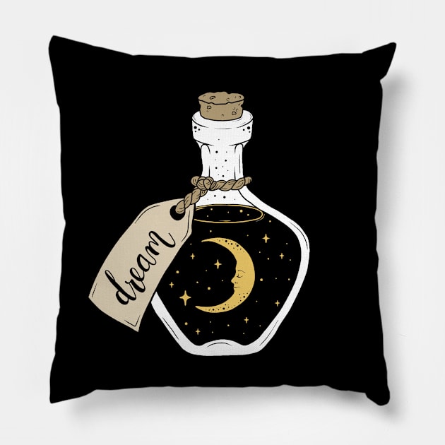 Dream in a bottle Pillow by valentinahramov