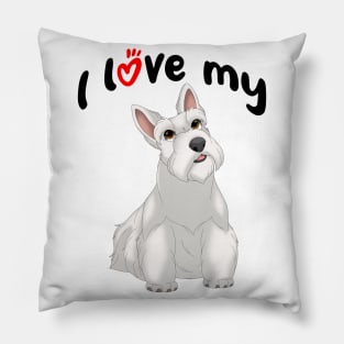 I Love My White Scottish Terrier Dog Pillow