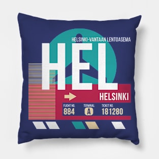 Helsinki, Finland (HEL) Airport Code Baggage Tag Pillow