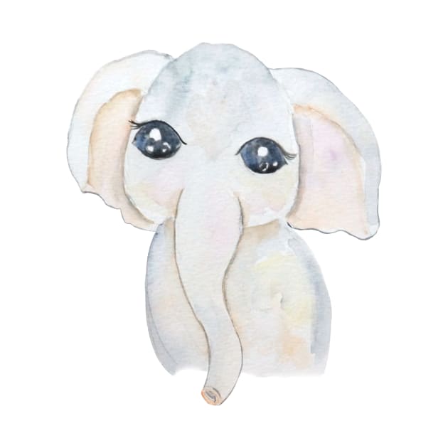 cute baby  elephant watercolor by colorandcolor