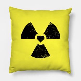 Radioactive Sign Radiation Symbol Nuclear Hazard Heart Pillow