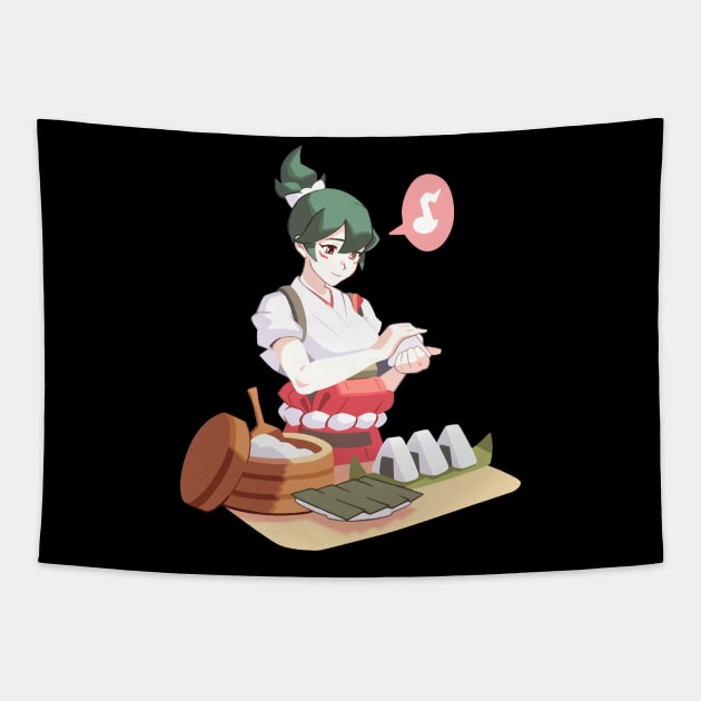 Kiriko's sushi Tapestry by JamesCMarshall