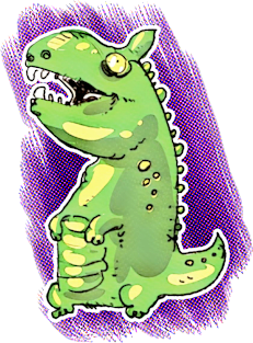 little green dinosaur cartoon Magnet