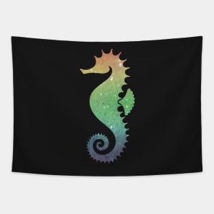 Rainbow Ombre Faux Glitter Seahorse Tapestry