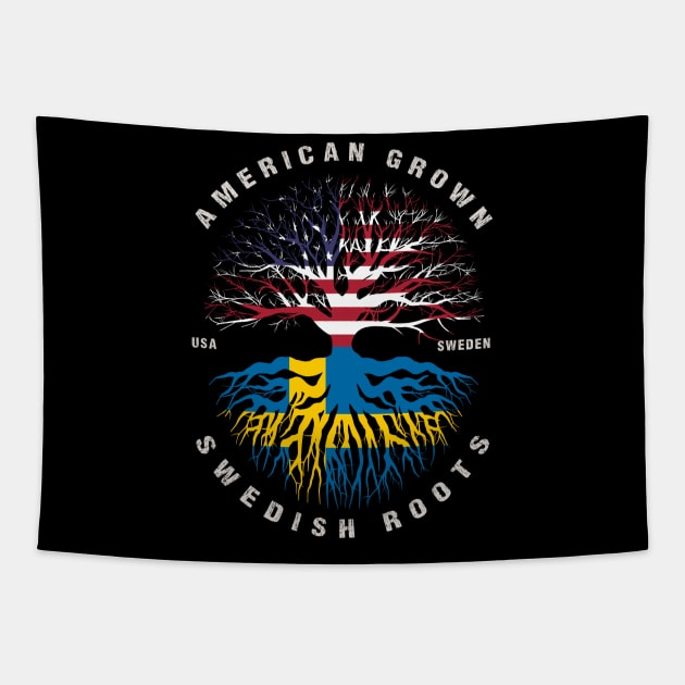 American Grown Swedish Roots Sweden Flag Tapestry by heart teeshirt
