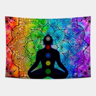 Tibetan Chakras, rainbow mandala Tapestry