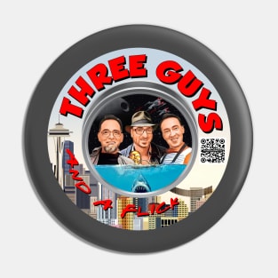 3 Guys and a Flick Logo with QR Code Pin