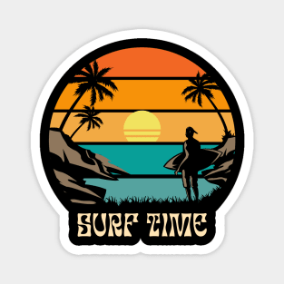Vintage Retro Sunset Surf Time Magnet