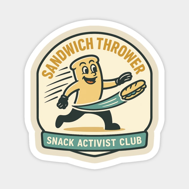 Sandwich Thrower - Retro Protest Poster Parody Magnet by ArtistTee ⭐⭐⭐⭐⭐