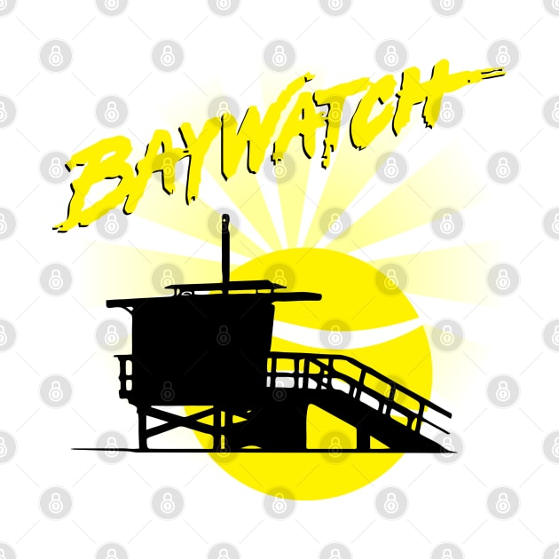 Baywatch Lifeguard Tower Sunset by joeysartworld
