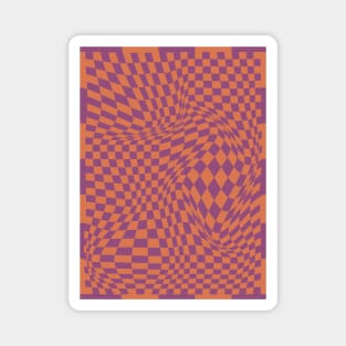 Checkerboard Pattern - Purple Orange Magnet