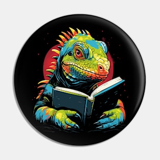 Iguana Reads Book Pin