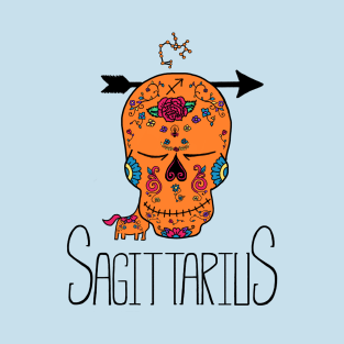 Sagittarius Zodiac Dia De Los Muertos Style T-Shirt