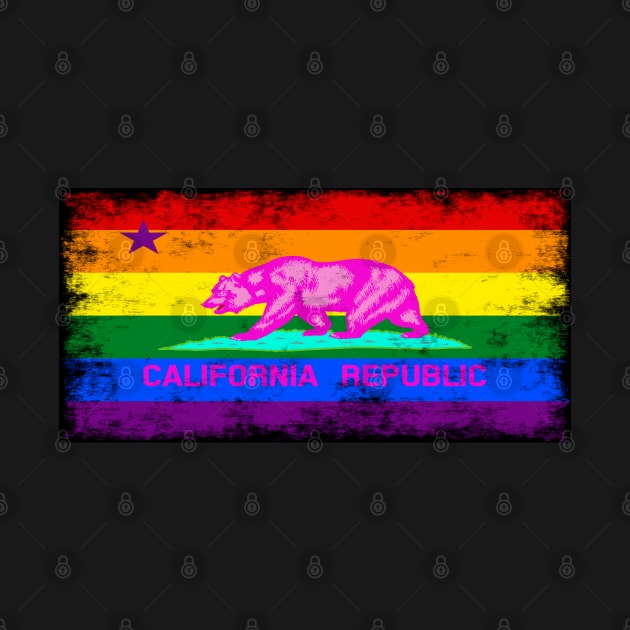 California Republic LGBTQ Pride Grunge Flag by popkulturniy