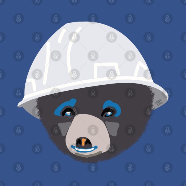 Bear Cub in a White Hard Hat  Funny Foreman Construction Humor by The Trades Store