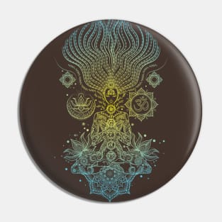 yoga girl with mandala colored Pin