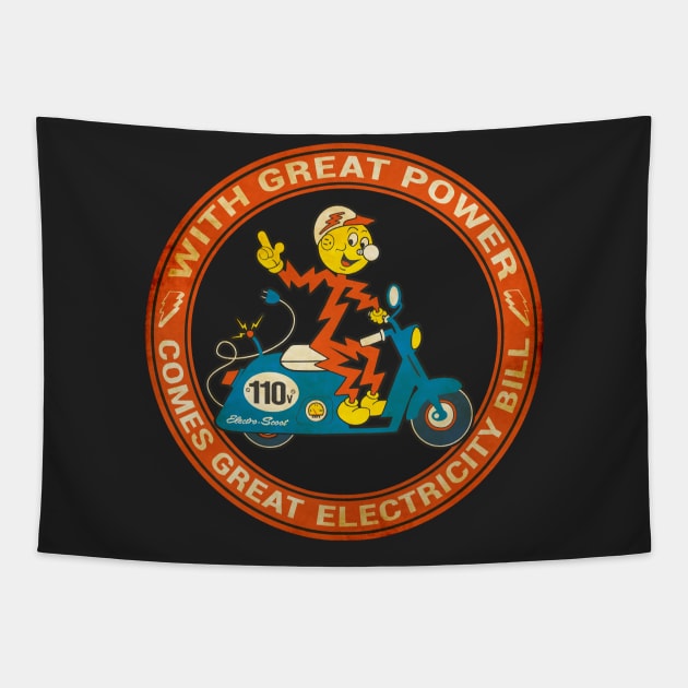 With Great Power Comes Great Electricity Bill Tapestry by asikjosgeh