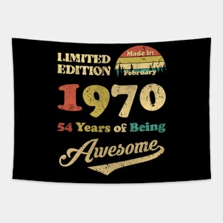 Made In February 1970 54 Years Of Being Awesome Vintage 54th Birthday Tapestry