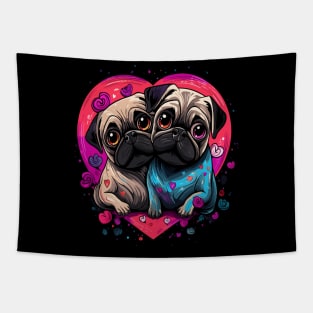 Pug Couple Valentine Tapestry