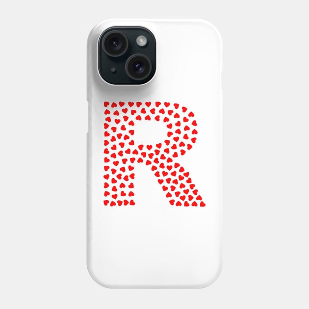 Letter R Heart Shape Initial Phone Case by Sanu Designs