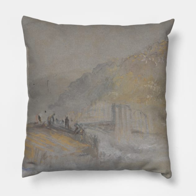 Foul by God- River Landscape with Anglers Fishing From a Weir by J.M.W. Turner Pillow by Classic Art Stall