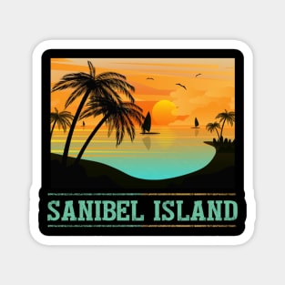 Retro Sanibel Island Florida Tropical Sunset Beach Vacation Magnet