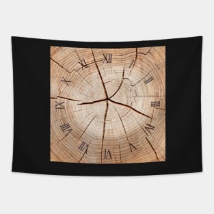 Tree trunk cut in half clock Tapestry