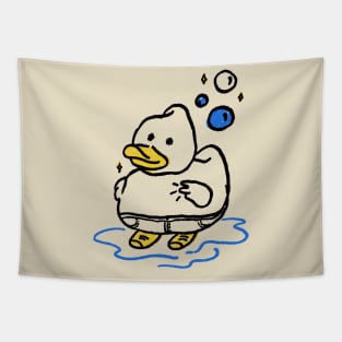 Stick Figure Cute Duck Making Peace Sign Tapestry