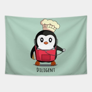 Cute Funny Penguin Diligent Tapestry