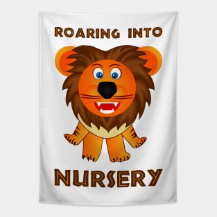 Roaring Into Nursery (Cartoon Lion) Tapestry