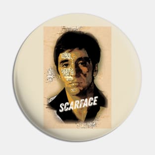 SCARFACE - Vintage Art Style Portrait Pin