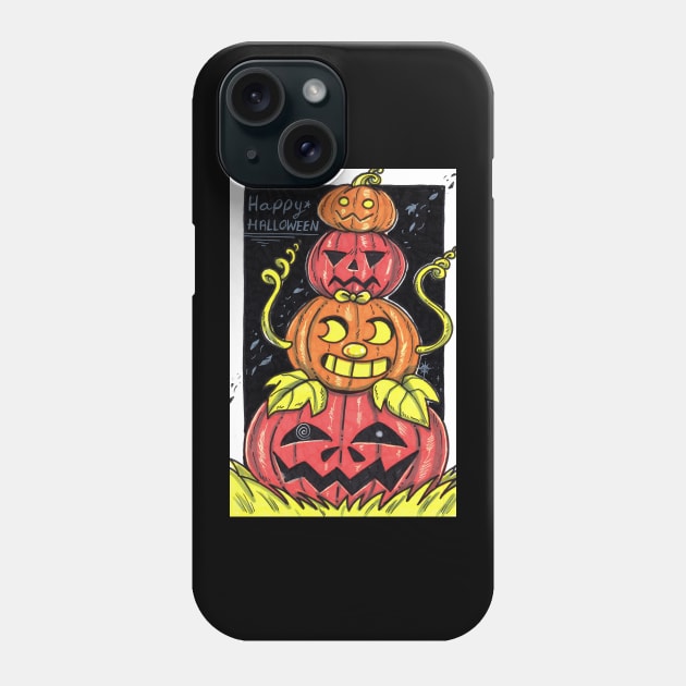 Happy Halloween Cute Pumpkin Stack Phone Case by saradaboru