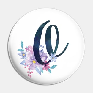 Floral Monogram O Pretty Lilac Bouquet Pin