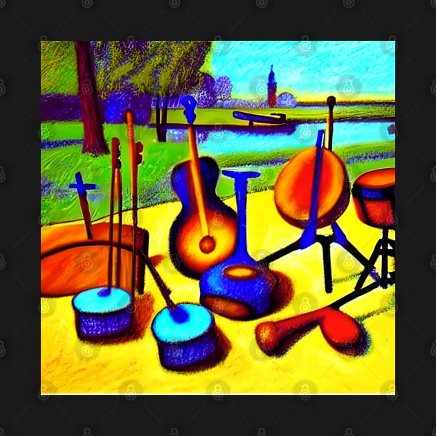 Percussion Instruments Sitting In The Park Waiting To Be Played. by Musical Art By Andrew