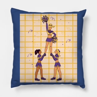 Dancing Cheerleader Cheers With Pom Poms Pillow