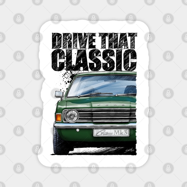 Drive that Classic Cortina mk3 Magnet by stefansautoart