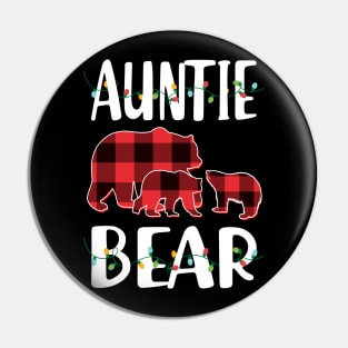 Aunt Bear Red Plaid Christmas Pajama Matching Family Gift Pin