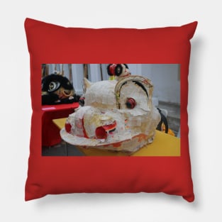 Unfinished pasted grid Chinese Dragon mask Pillow