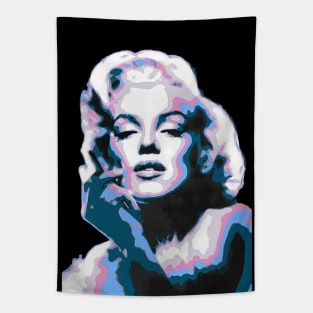 Marilyn in Blue Pop Art Portrait Tapestry