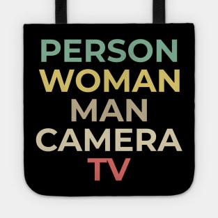 person woman man camera tv Tote