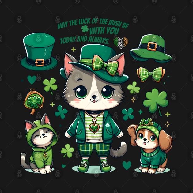 Lucky Feline Friends - St. Patrick’s Day Cat Design by FreshIdea8