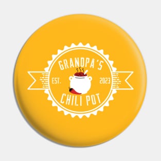 Grandpa's Chili Pot White Design Pin