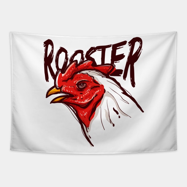 Rooster Sketch Tapestry by Mako Design 