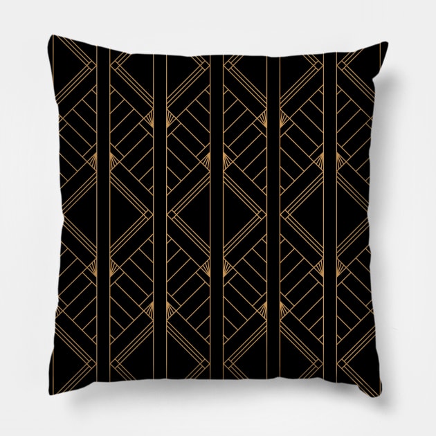 Rockefeller Inspired Black Pillow by Pinkdeer