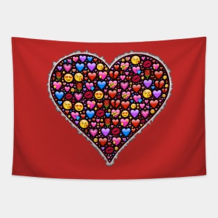 A Heart Full of Love Emojis Tapestry