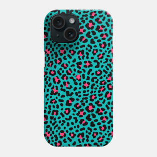 Trendy Leopard Print Pattern On Teal Blue Phone Case